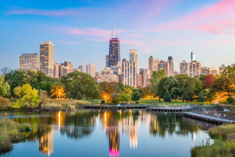 Paisagem do Lincoln Park em Chicago