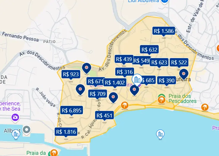 Mapa do centro de Albufeira