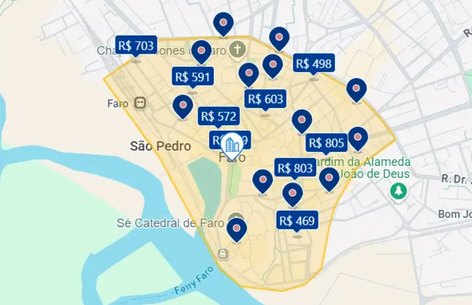 Mapa do Centro Histórico de Faro Mapa do Centro Histórico de Faro