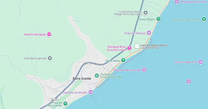 Localização da praia de Xaréu Localização da praia de Xaréu