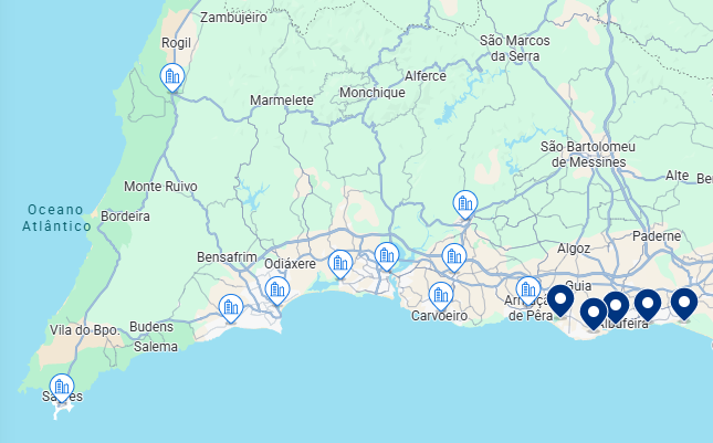 Mapa do Booking de Albufeira Mapa do Booking de Albufeira