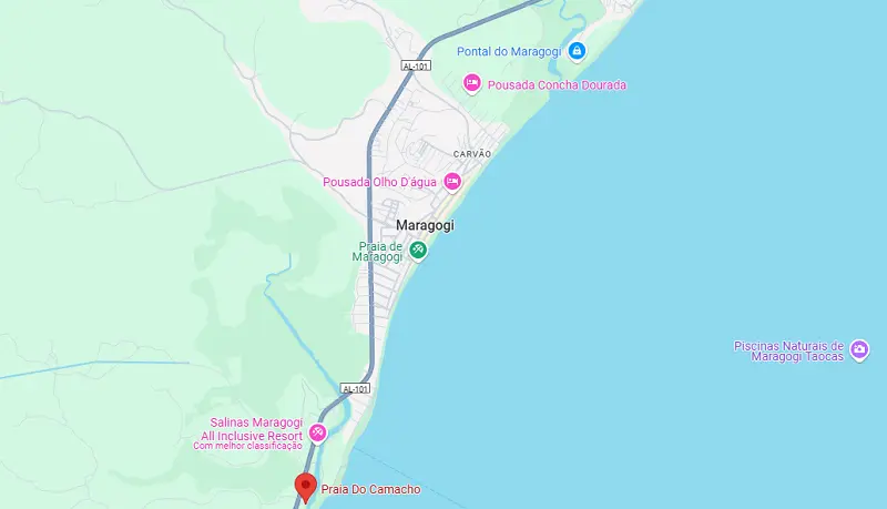 Praia do Camacho em Maragogi: Mapa