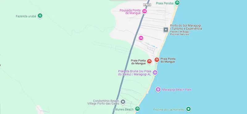 Localização da praia Ponta do Mangue