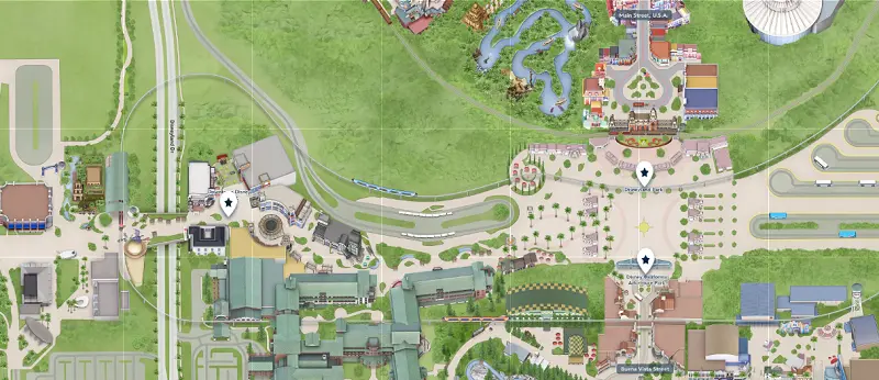 Mapa: Downtown Disney District em Anaheim Mapa: Downtown Disney District em Anaheim