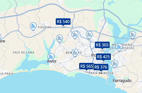 Mapa do Booking de Portimão Mapa do Booking de Portimão