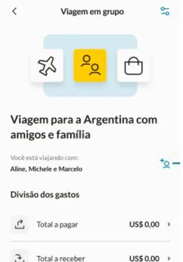 Grupo para divisão de gastos Grupo para divisão de gastos