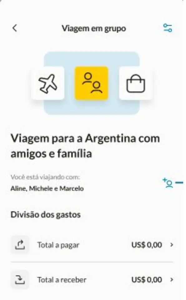 Grupo para divisão de gastos Grupo para divisão de gastos
