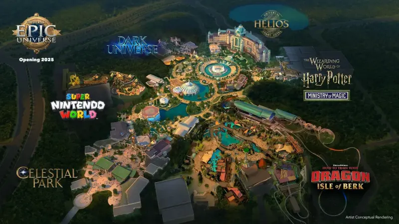 Mapa do parque Epic Universe em Orlando