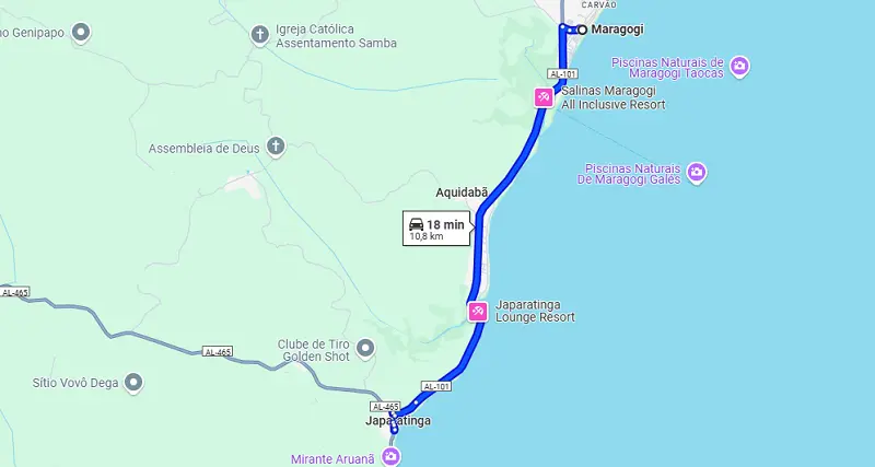Informações da praia de Japaratinga próxima a Maragogi