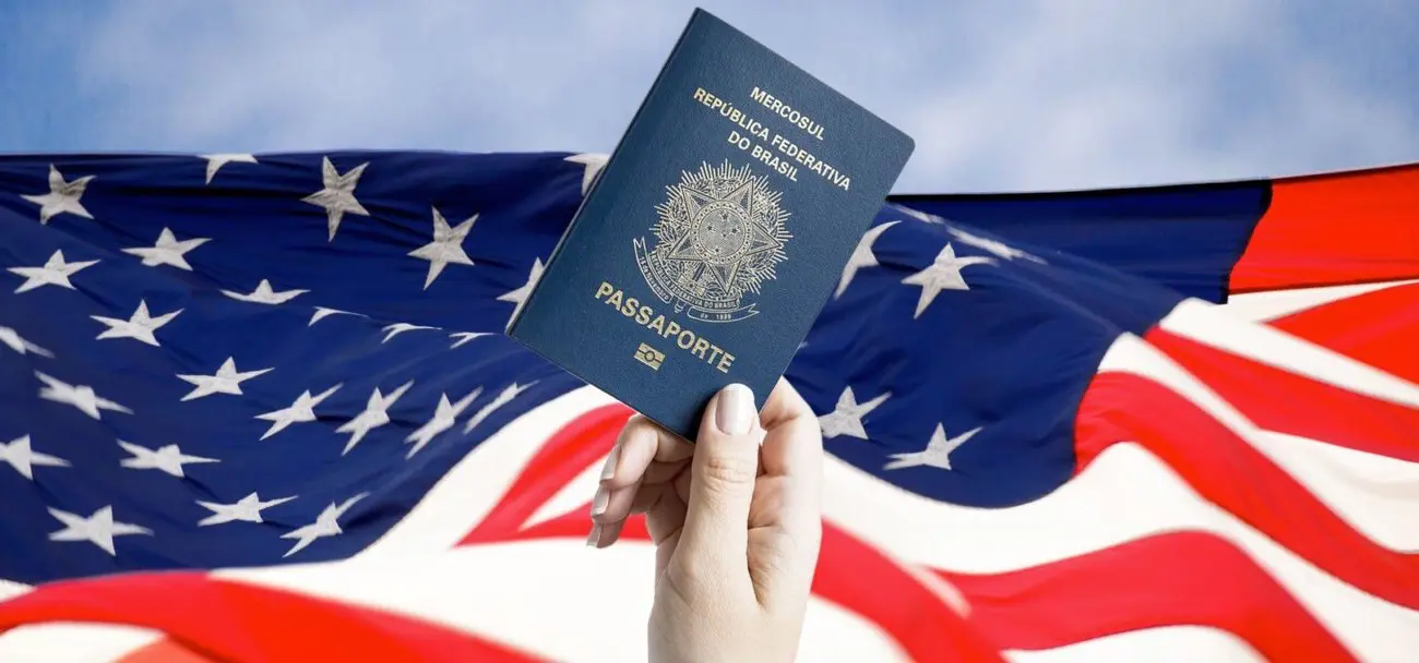 Passaporte e bandeira dos EUA