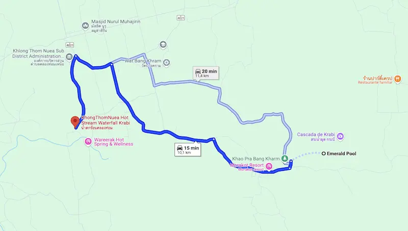 Mapa de Emerald Pool a Hot Springs