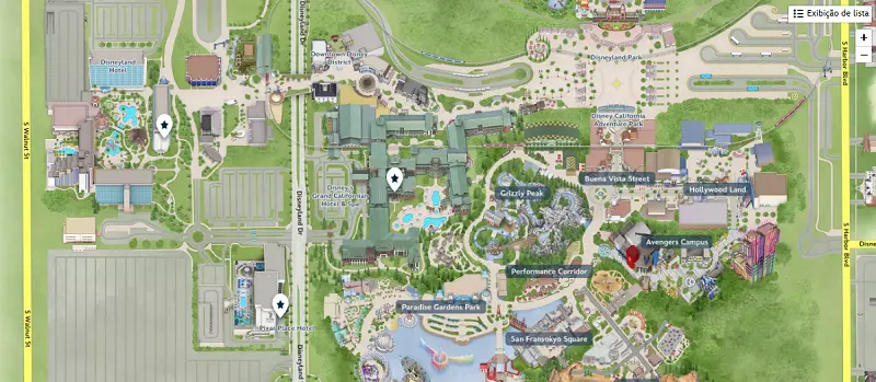 Hotéis no Downtown Disney District: Mapa