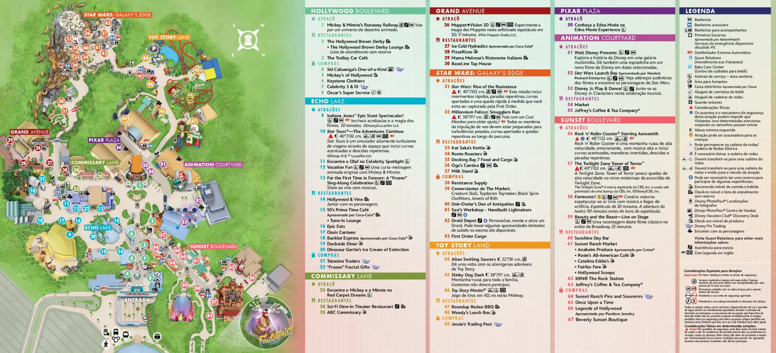 Mapa oficial do parque Disney Hollywood Studios