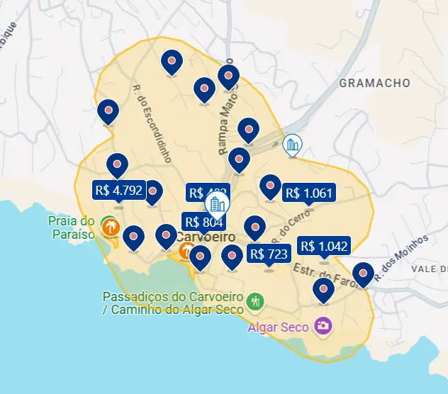 Mapa de Carvoeiro