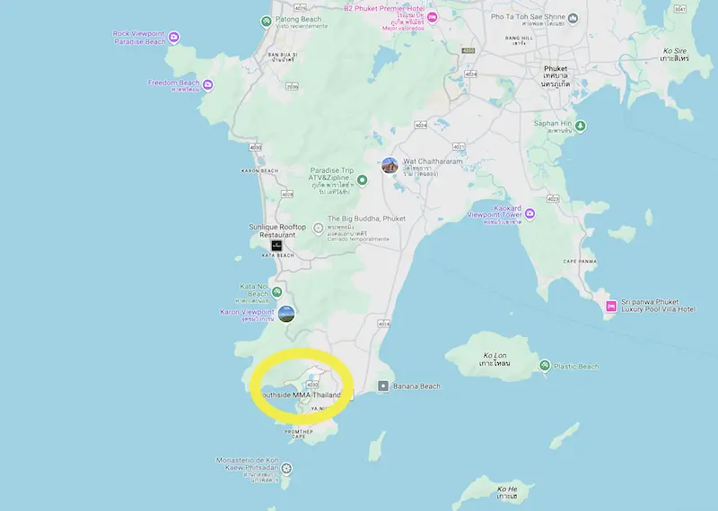 Mapa de Nai Harn Beach em Phuket