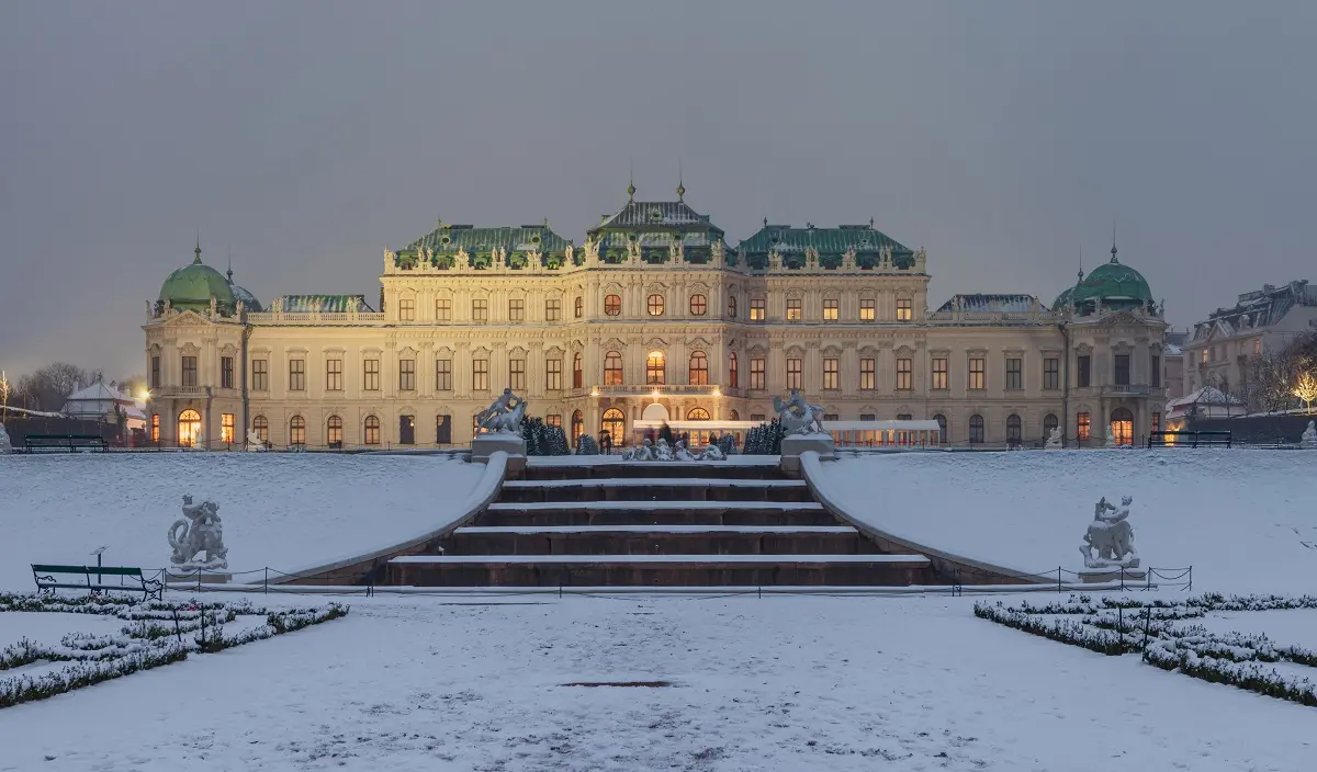 Mês de janeiro em Viena com neve