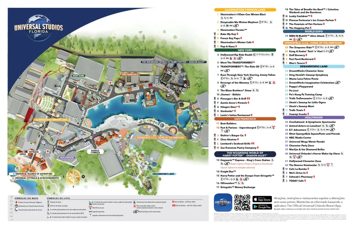 Mapa do parque Universal Studios Florida