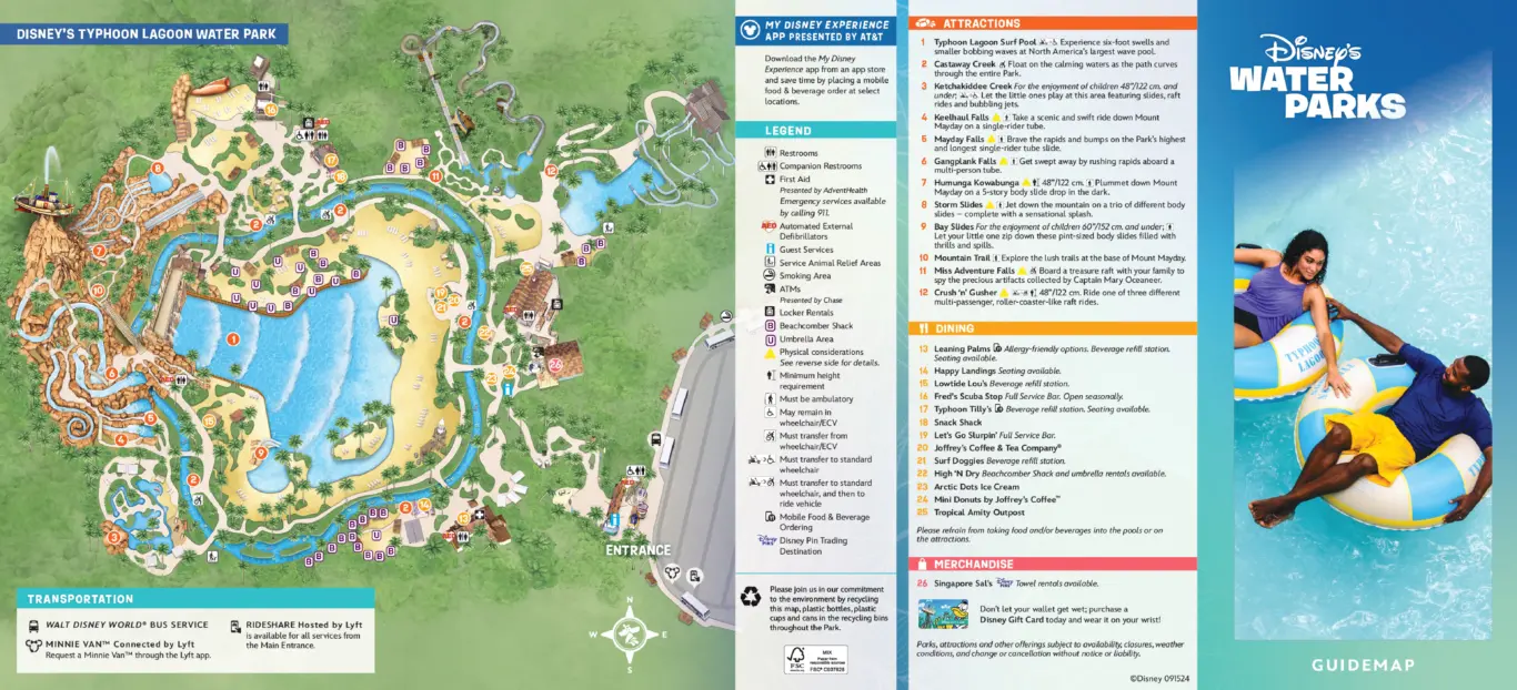 Mapa do Parque Disney Typhoon Lagoon em Orlando