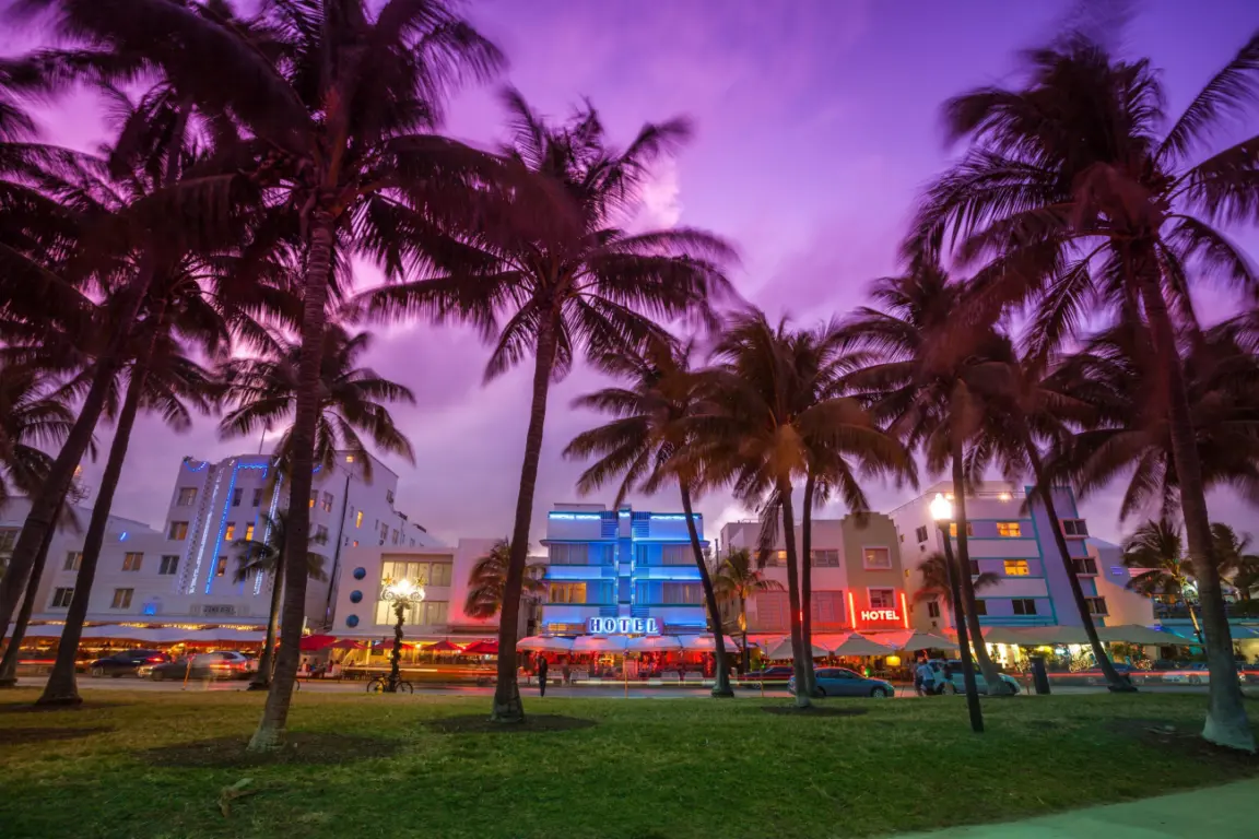 Anoitecer no verão em Miami