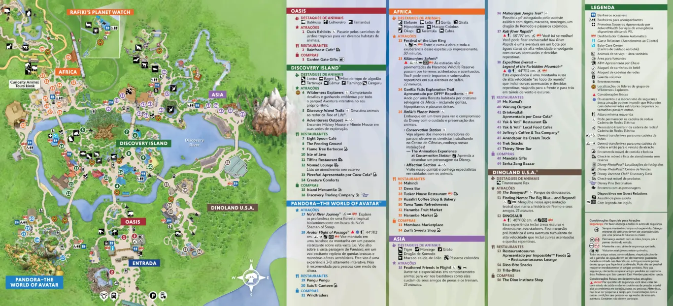 Mapa do Parque Disney Animal Kingdom em Orlando