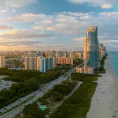 Paisagem do entardecer em Miami