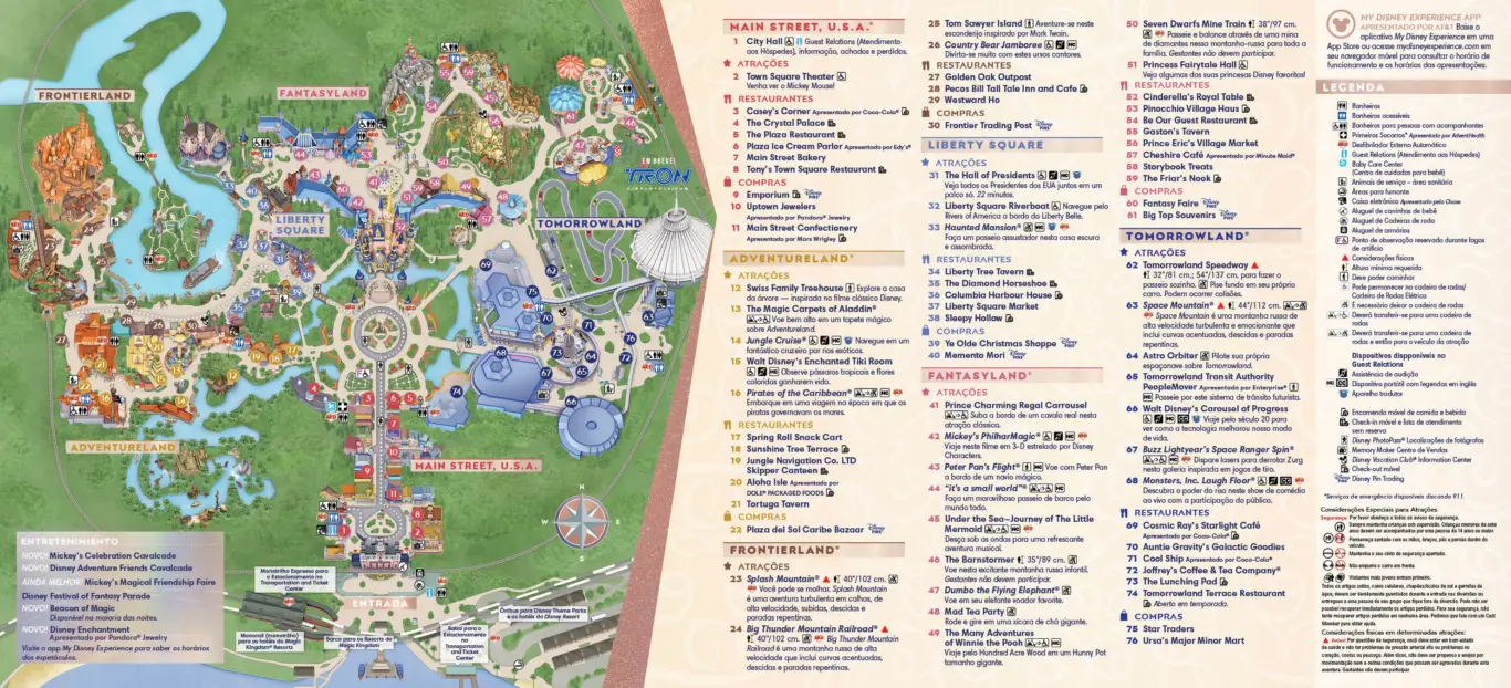 Mapa do Parque Disney Magic Kingdom em Orlando