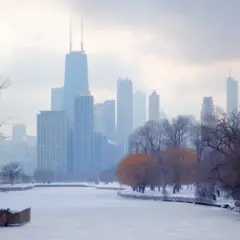 Neve no Grant Park no inverno em Chicago