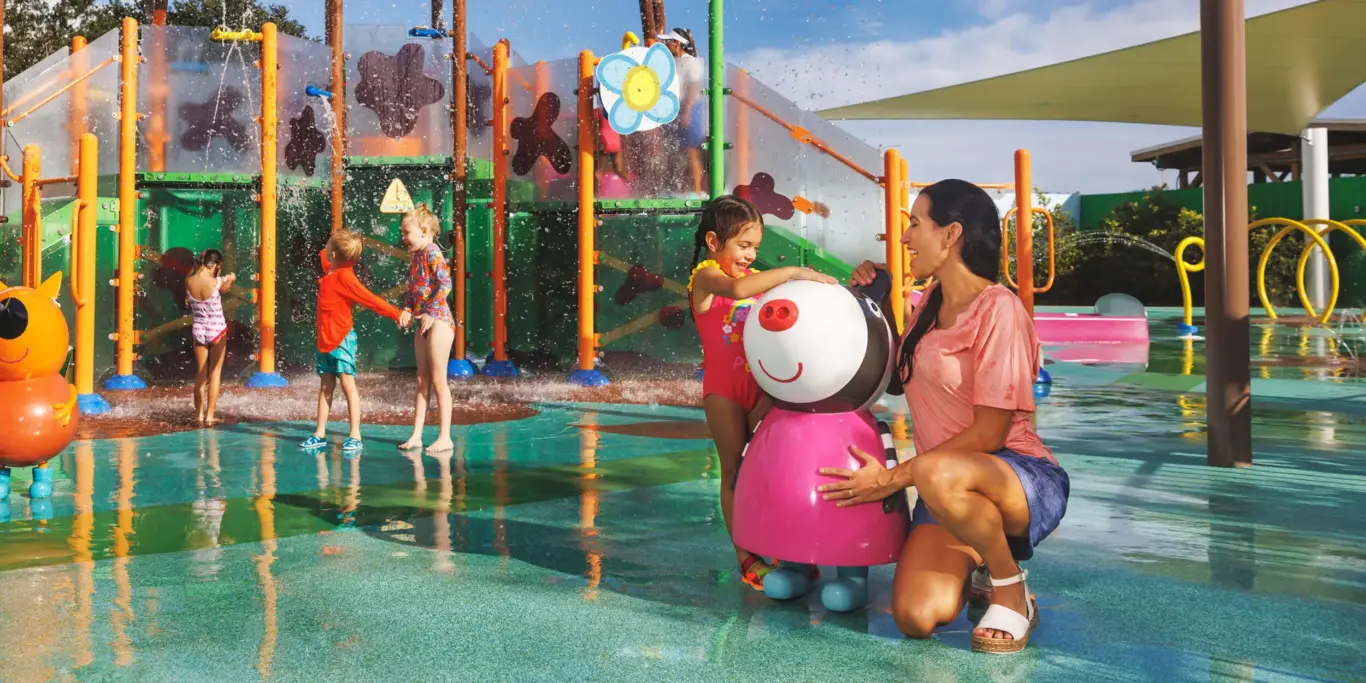 Muddy Puddles Splash Pad no parque da Peppa Pig em Orlando Muddy Puddles Splash Pad no parque da Peppa Pig em Orlando
