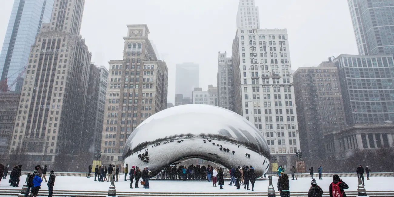 Cloud Gate no Millennium Park no inverno em Chicago