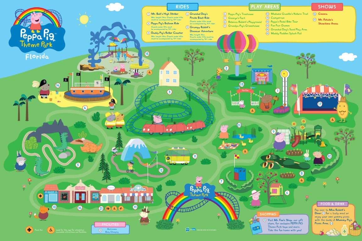 Mapa do Parque da Peppa Pig em Orlando Mapa do Parque da Peppa Pig em Orlando