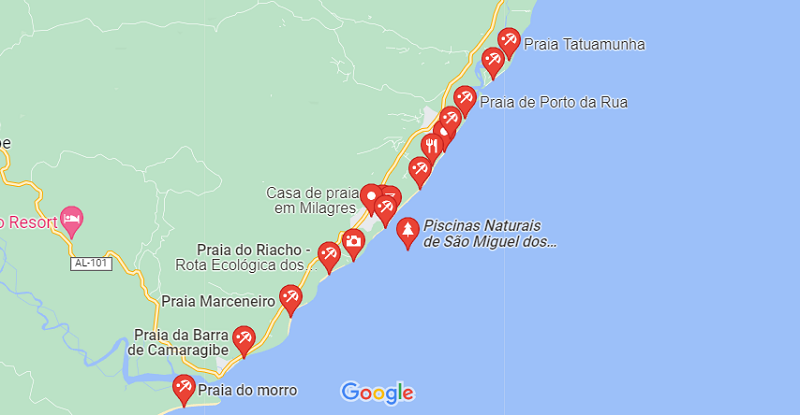 Mapa das regiões de São Miguel dos Milagres Mapa das regiões de São Miguel dos Milagres