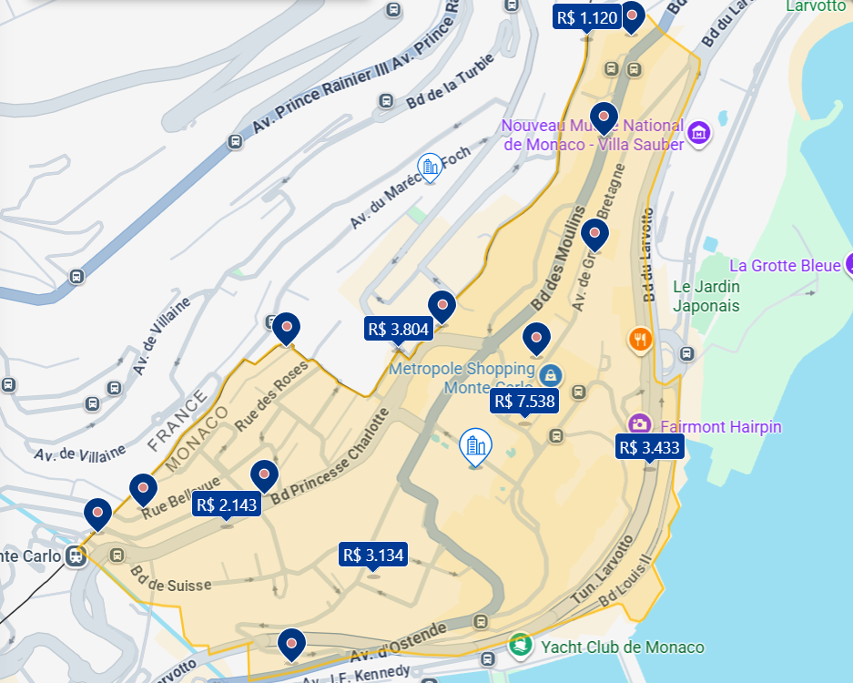 Mapa do Centro de Mônaco