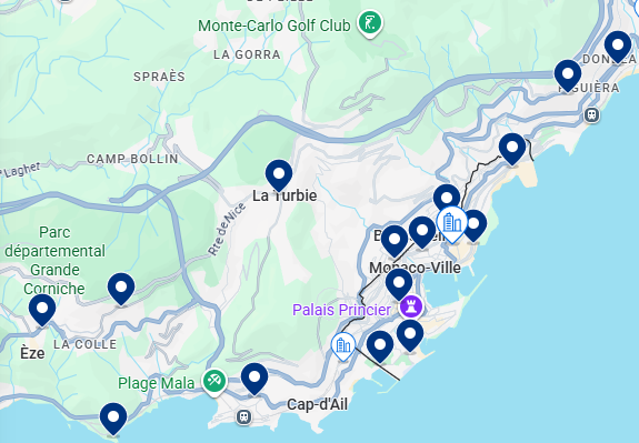 Mapa do Booking de Mônaco Mapa do Booking de Mônaco