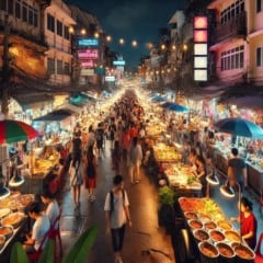 Mercado noturno Thepprasit Night Market em Pattaya