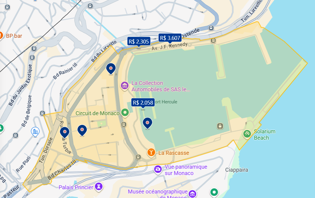 Mapa da região portuária de La Condamine