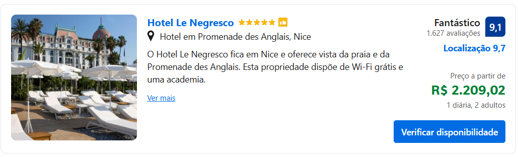 Hotel mais caro em Nice