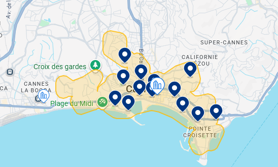 Mapa do Booking de Cannes Mapa do Booking de Cannes