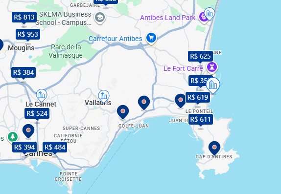 Mapa do Booking de Antibes Mapa do Booking de Antibes