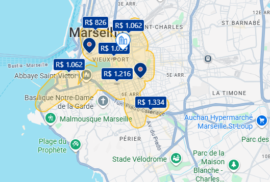 Mapa do Booking de Marselha Mapa do Booking de Marselha