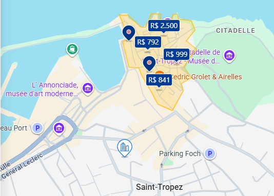 Mapa do Booking de Saint-Tropez Mapa do Booking de Saint-Tropez