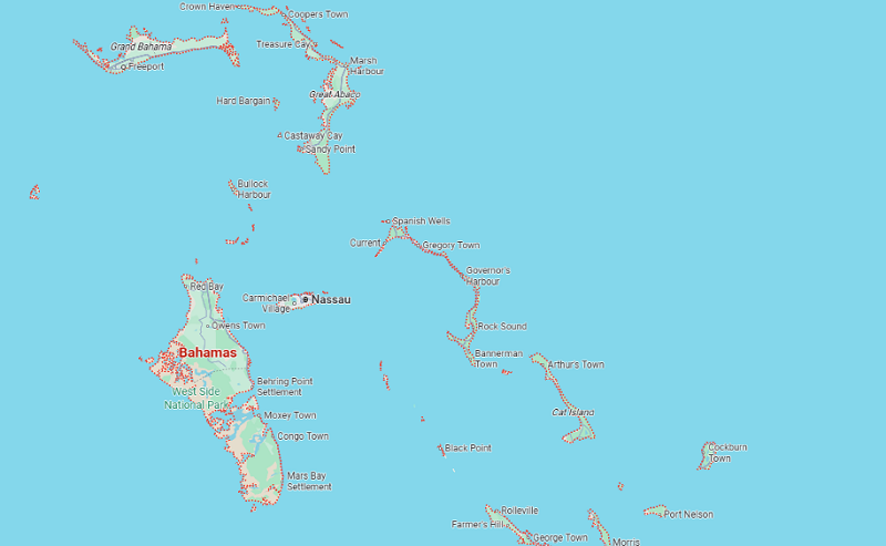 Ilhas das Bahamas no Caribe