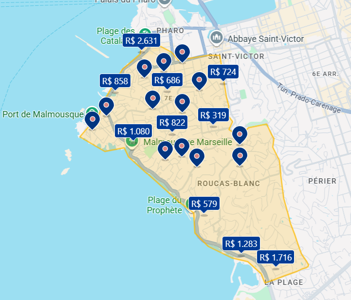 Mapa de  La Corniche