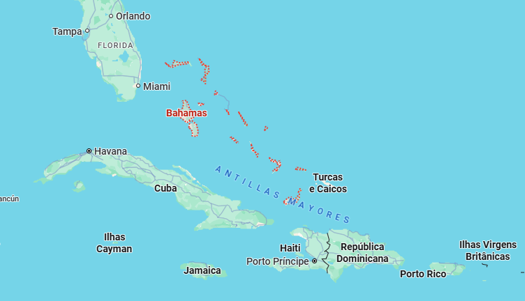 Mapa das Bahamas