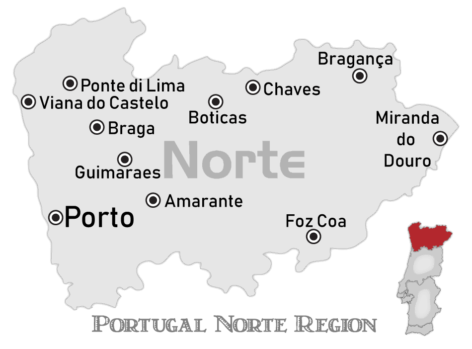 Mapa do norte de Portugal