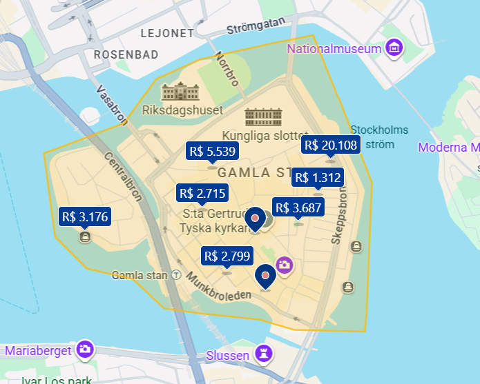 Mapa de Gamla Stan Mapa de Gamla Stan