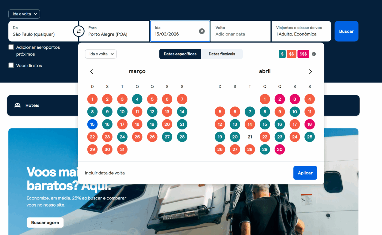 Comparador de passagens aéreas -Porto Alegre