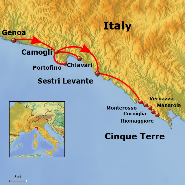 Mapa de Cinque Terre