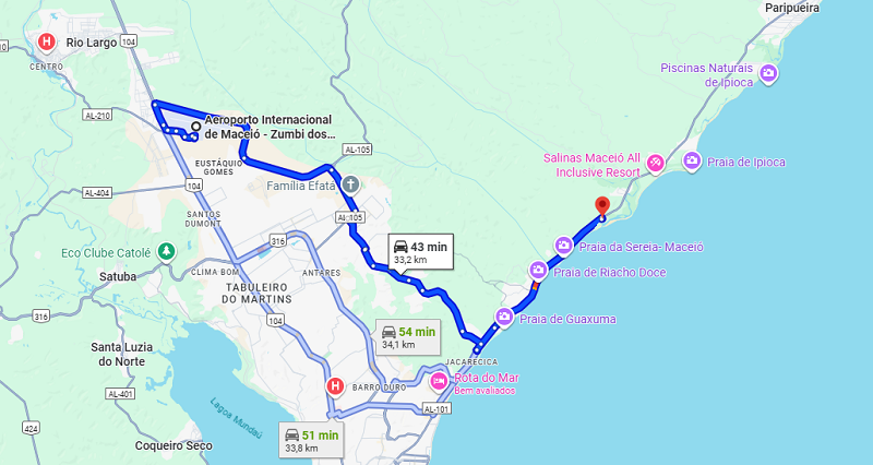 Dica para chegar ao Pratagy Acqua Park Beach All Inclusive Resort