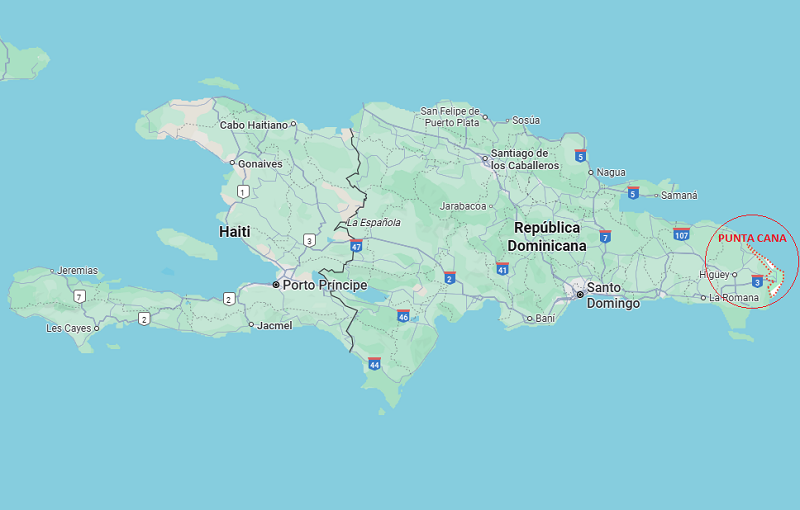Mapa da localização de Punta Cana