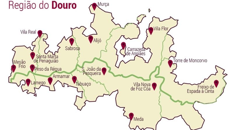 Mapa da região do Douro Mapa da região do Douro